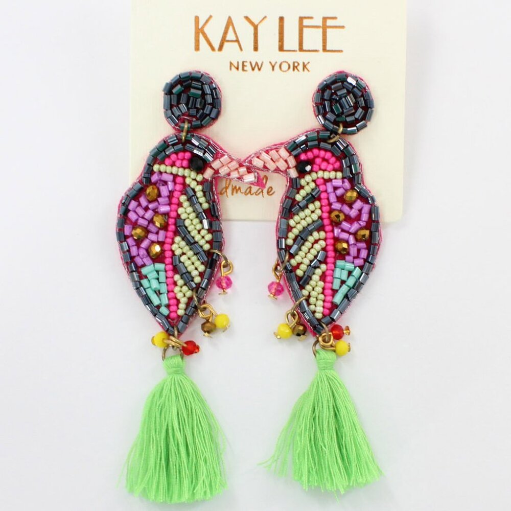 KAYLEE Seed Beaded Fun Hummingbird Boho Post Earrings Made ❤️ in India